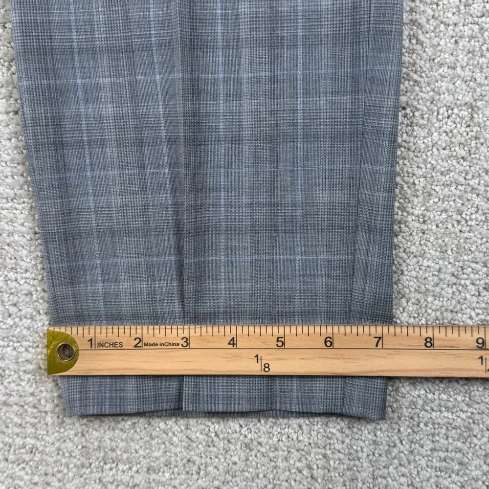 NEW Calvin Klein Mens 34x32 Grey Plaid X Slim Fit Wool Blend Dress Pants